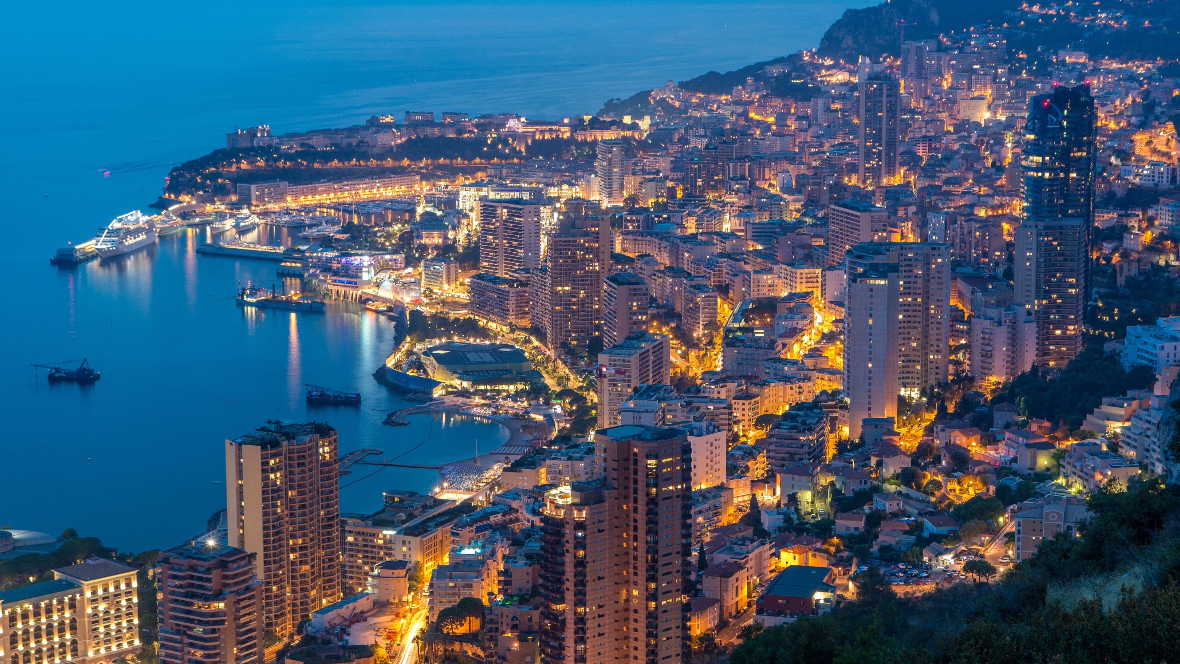 Monaco harbour at night